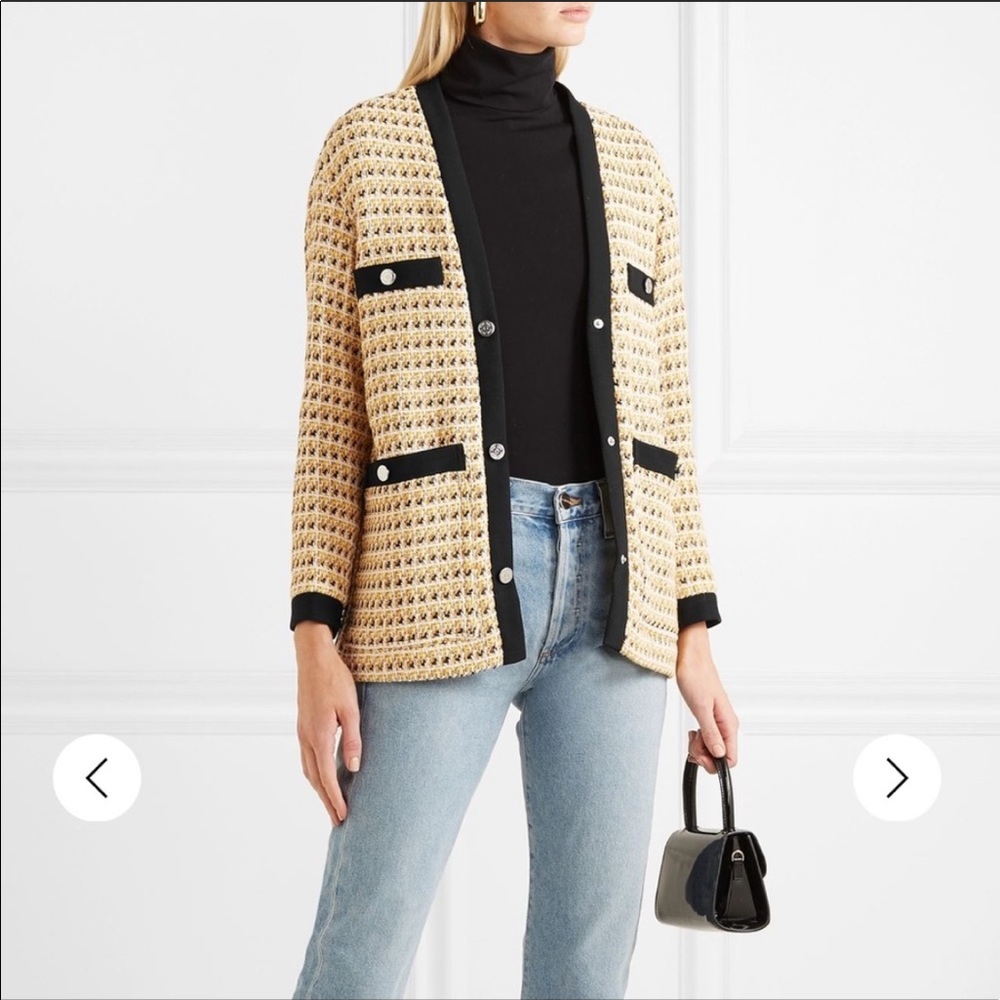 MAJE “Visidore” tweed cardigan yellow black - worn once!